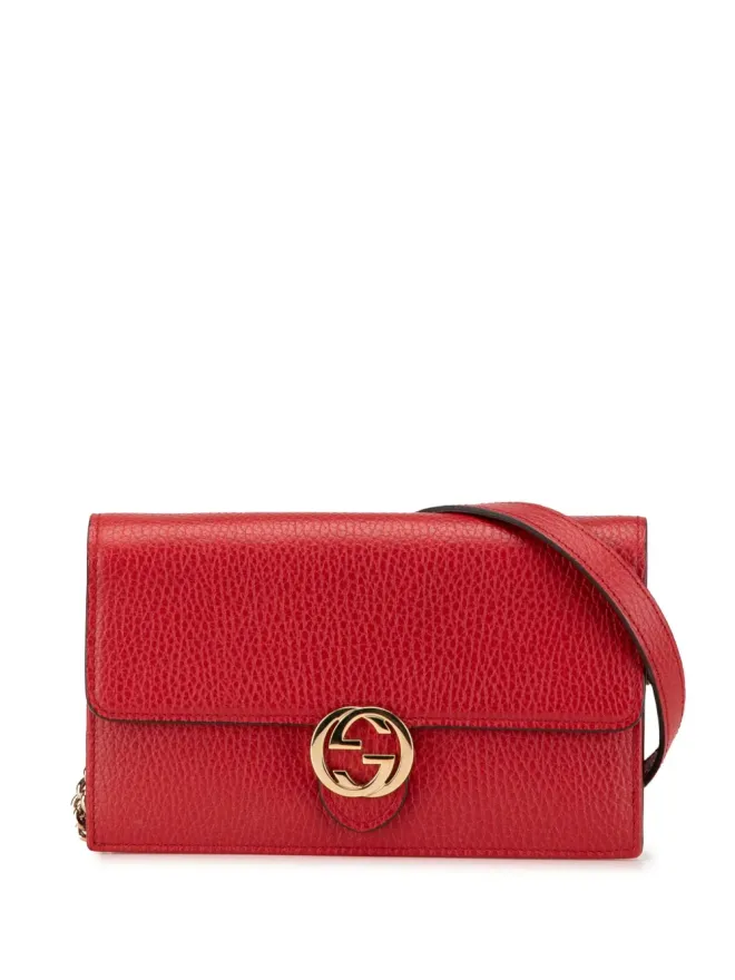 Gucci Pre-Owned Gucci レザー インターロッキングG ドルウォレットオンチェーン クロスボディバッグの商品画像