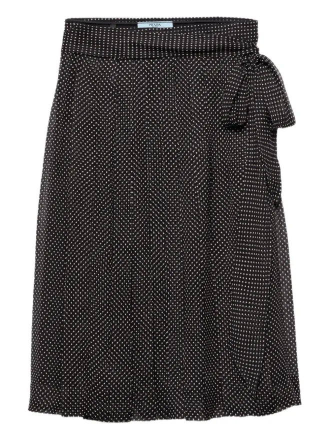 Prada Prada プリント入りシフォンのラップミディスカートの商品画像