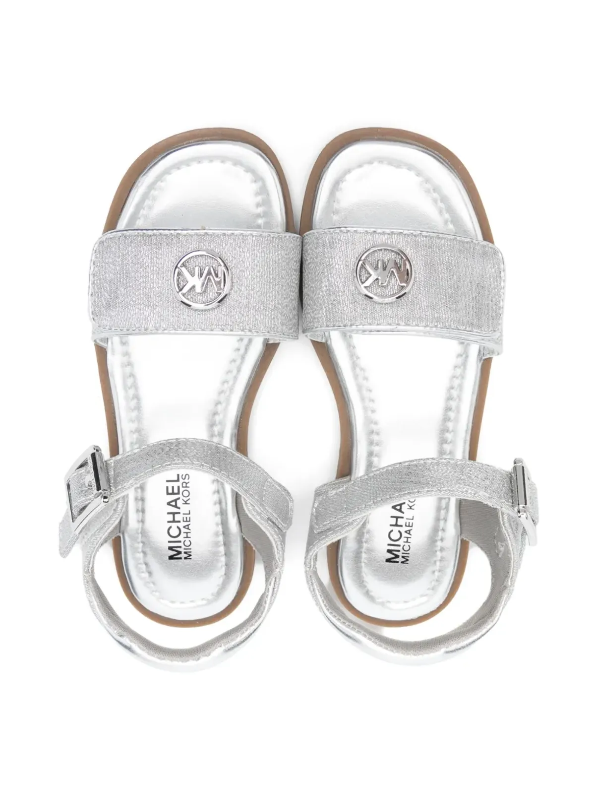 Michael Kors Kids メタリックサンダル グレー - 画像3