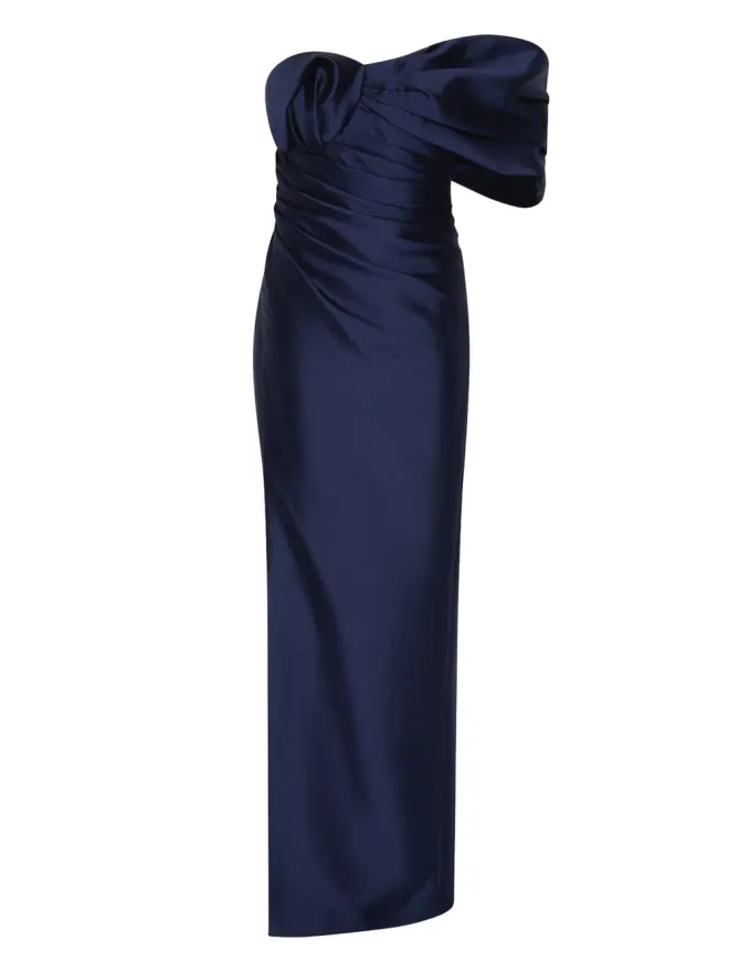 Rachel Gilbert Rachel Gilbert Marlo ギャザー入りストラップレス ガウン ブルーの商品画像
