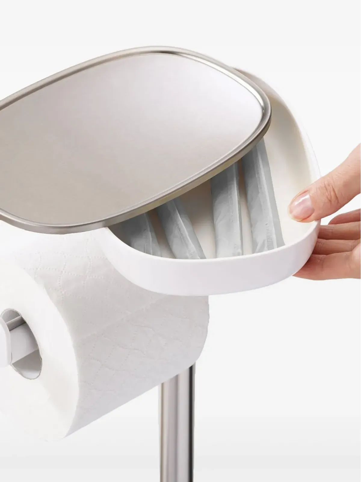 Joseph Joseph ステンレス棚付きトイレットペーパー用ホルダー - グレー - 画像4