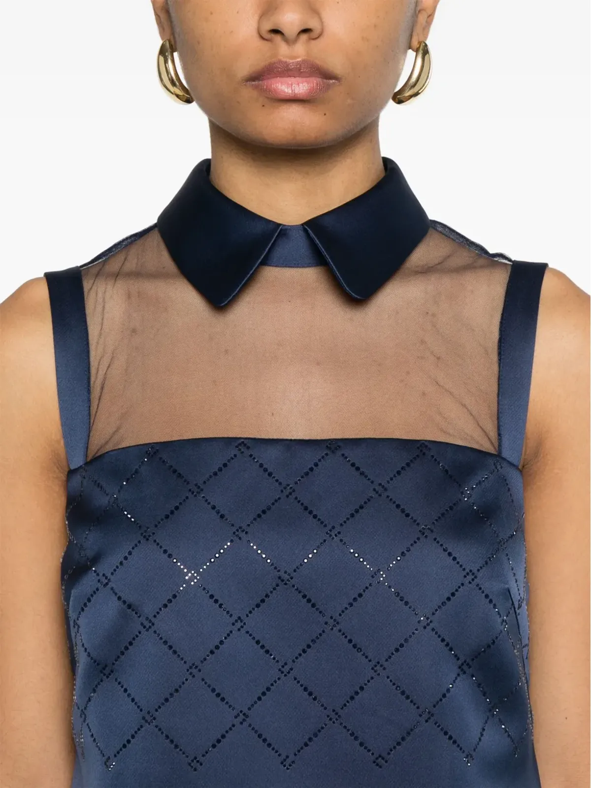 Elisabetta Franchi ラインストーン付きサテンのミニドレス - ブルー - 画像5