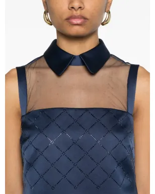 Elisabetta Franchi ラインストーン付きサテンのミニドレス - ブルー - サムネイル5