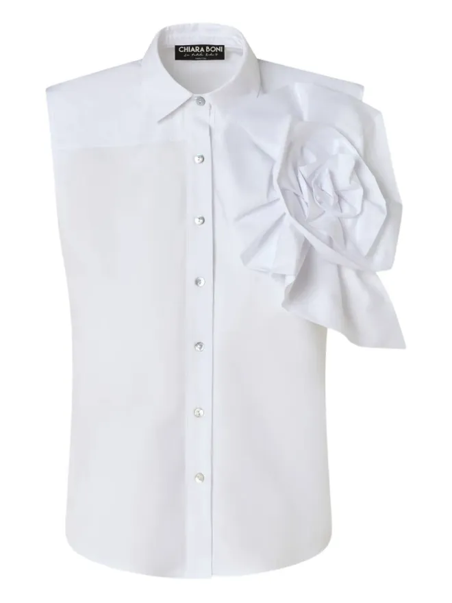 CHIARA BONI La Petite Robe CHIARA BONI La Petite Robe 花柄アップリケ付きノースリーブシャツ - ホワイトの商品画像