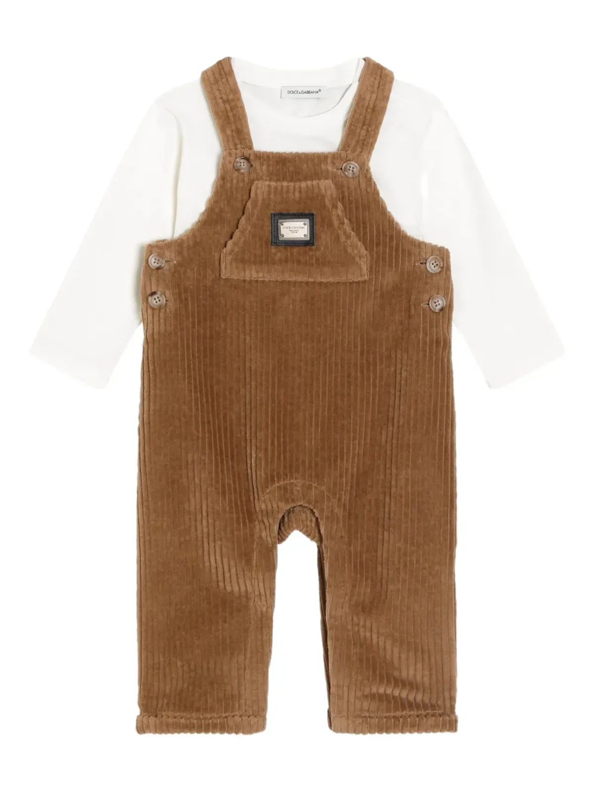 Dolce & Gabbana Kids コーデュロイ サロペット セット - ブラウン - 画像1