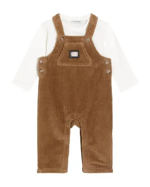 Dolce & Gabbana Kids コーデュロイ サロペット セット - ブラウン - サムネイル1