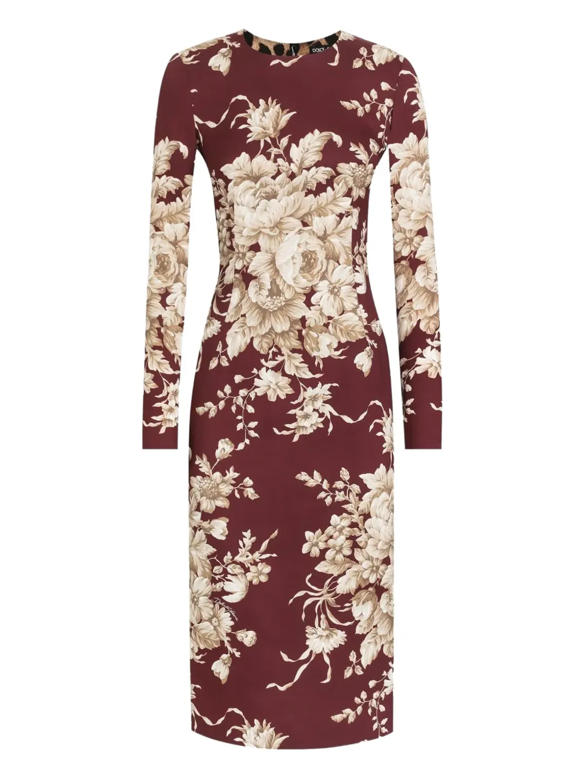 Dolce & Gabbana floral-print long-sleeve midi dress - Red - 画像1
