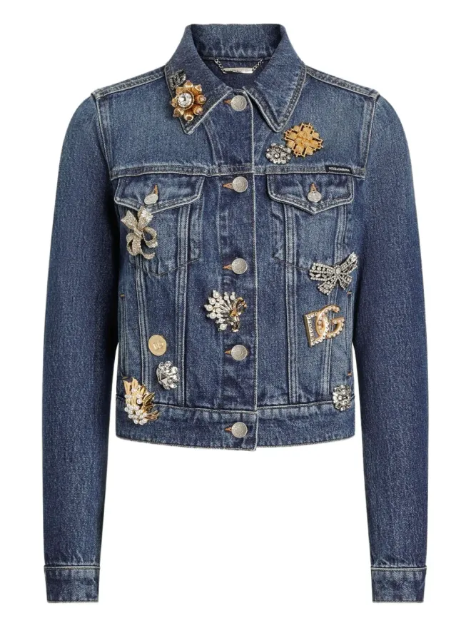 Dolce & Gabbana Dolce & Gabbana ブローチ装飾デニムジャケットの商品画像