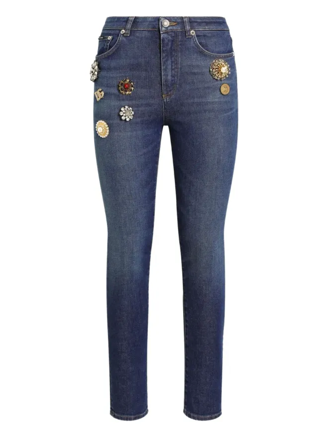 Dolce & Gabbana Dolce & Gabbana ビジュー付きハイライズジーンズの商品画像