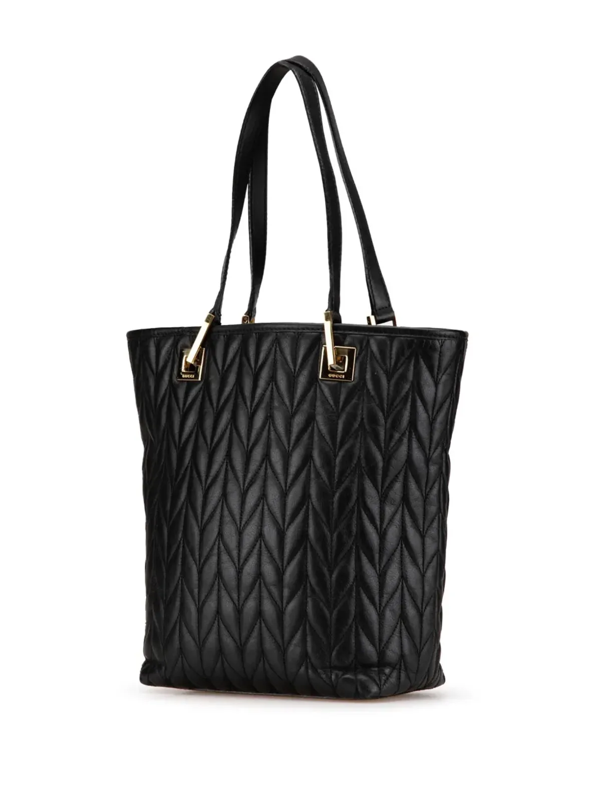 ビンテージ Gucci 20世紀風 キルテッドレザー トートバッグ ブラック - 画像2