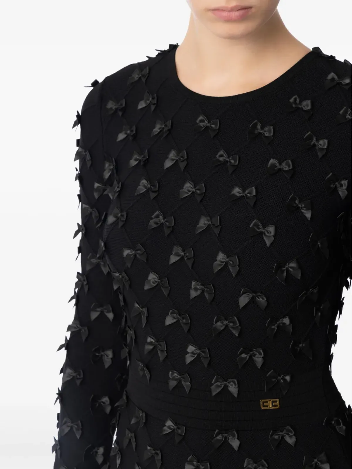 Elisabetta Franchi リボンディテールのミニドレス - ブラック - 画像4