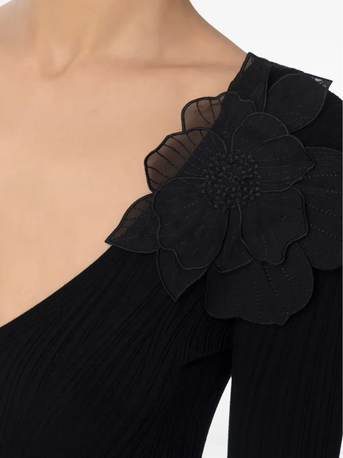 Elisabetta Franchi 花柄ディテールのミディドレス - ブラック - 画像4