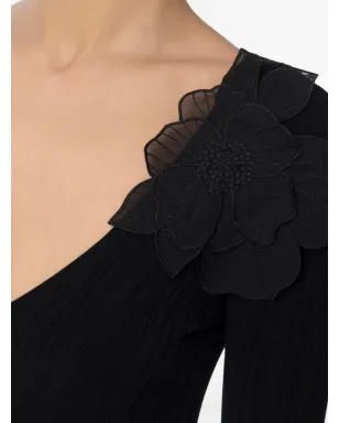 Elisabetta Franchi 花柄ディテールのミディドレス - ブラック - サムネイル4
