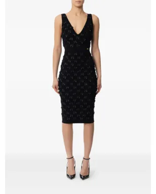 Elisabetta Franchi リボンディテールのミディドレス - ブラック - サムネイル2