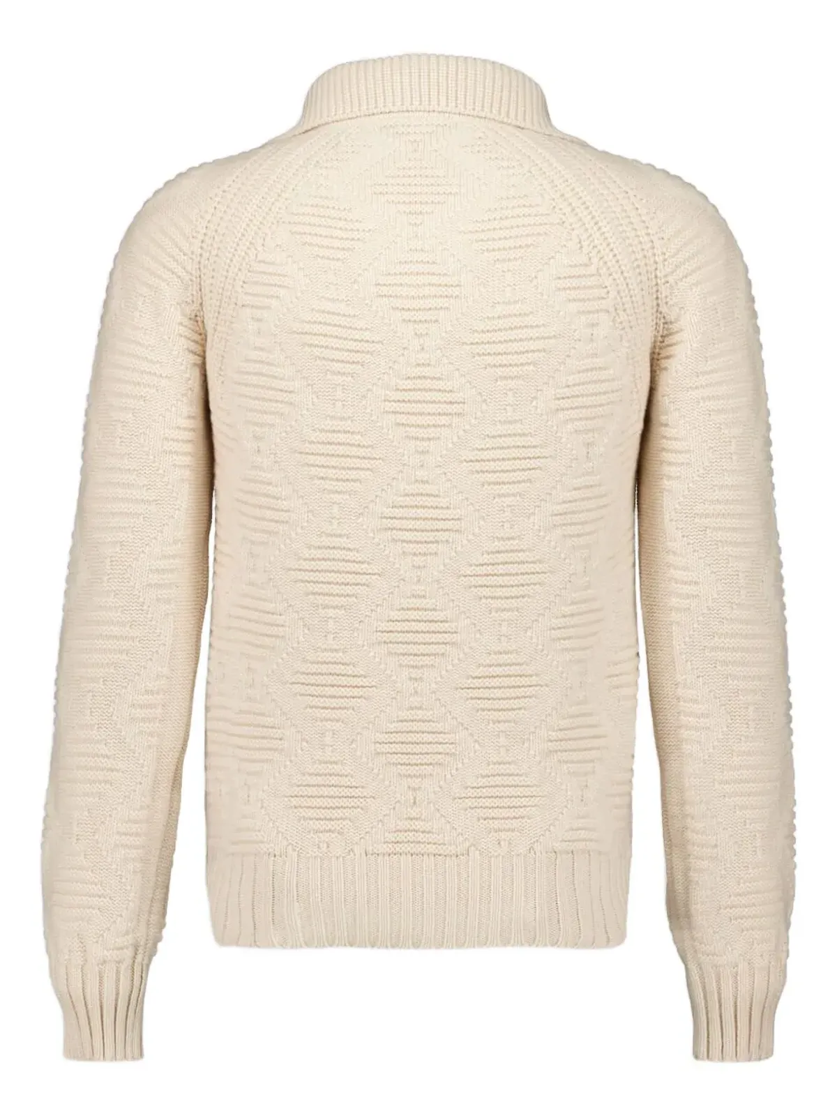 Piacenza Cashmere Vネック ケーブルニット ポロシャツ - 画像2