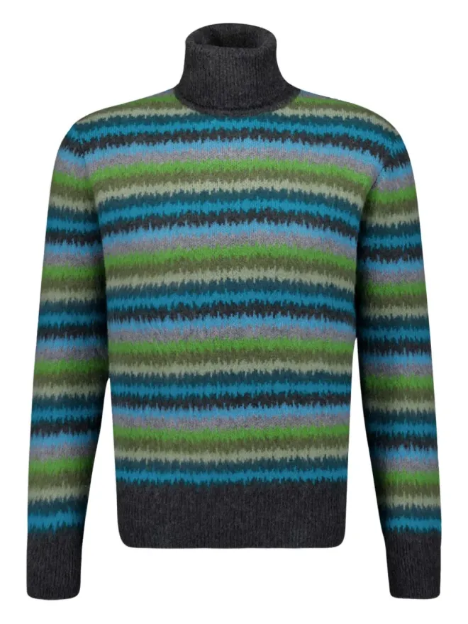 Piacenza Cashmere Piacenza Cashmere ストライプ柄カシミヤセーター（ブルー）の商品画像