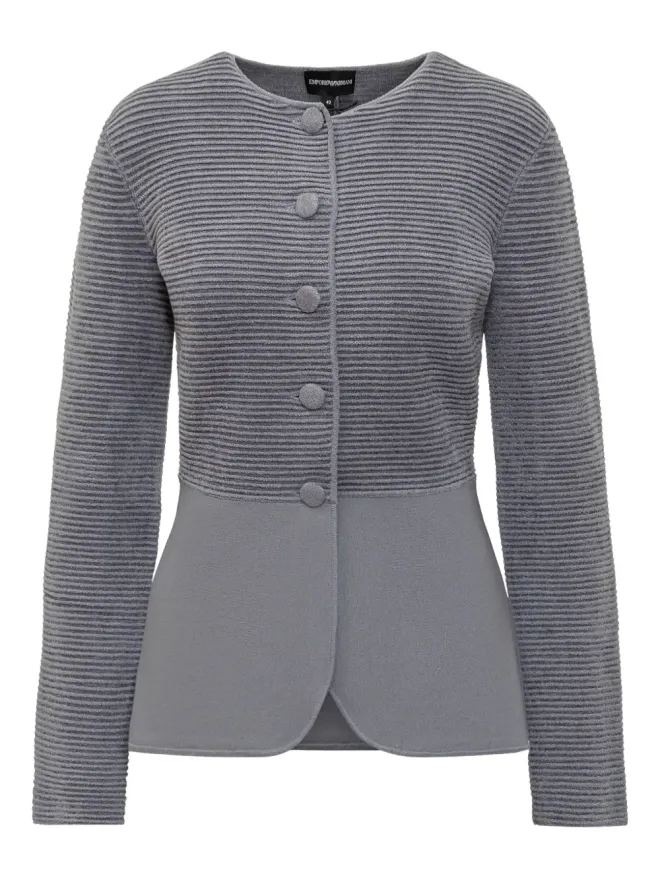 Emporio Armani Emporio Armani ストライプ柄カーディガン - グレーの商品画像