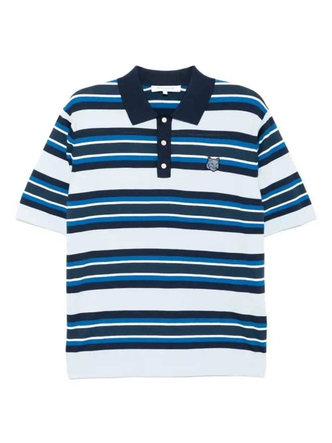 Maison Kitsuné Maison Kitsuné フォックスヘッドパッチ入りストライプポロシャツの商品画像