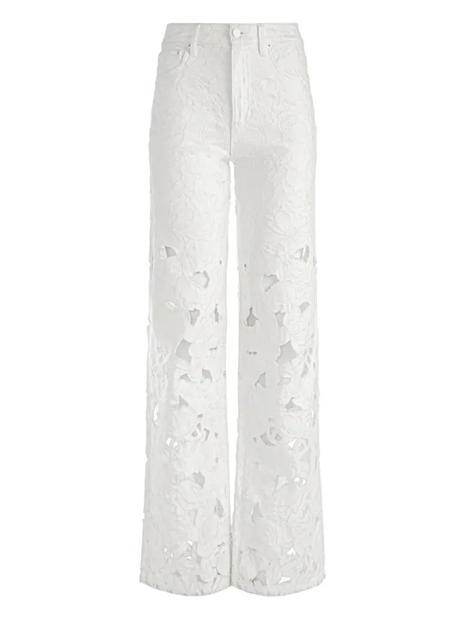 Alice + Olivia alice + olivia Weezy ハイライズ刺繍アイレットジーンズ - Whiteの商品画像