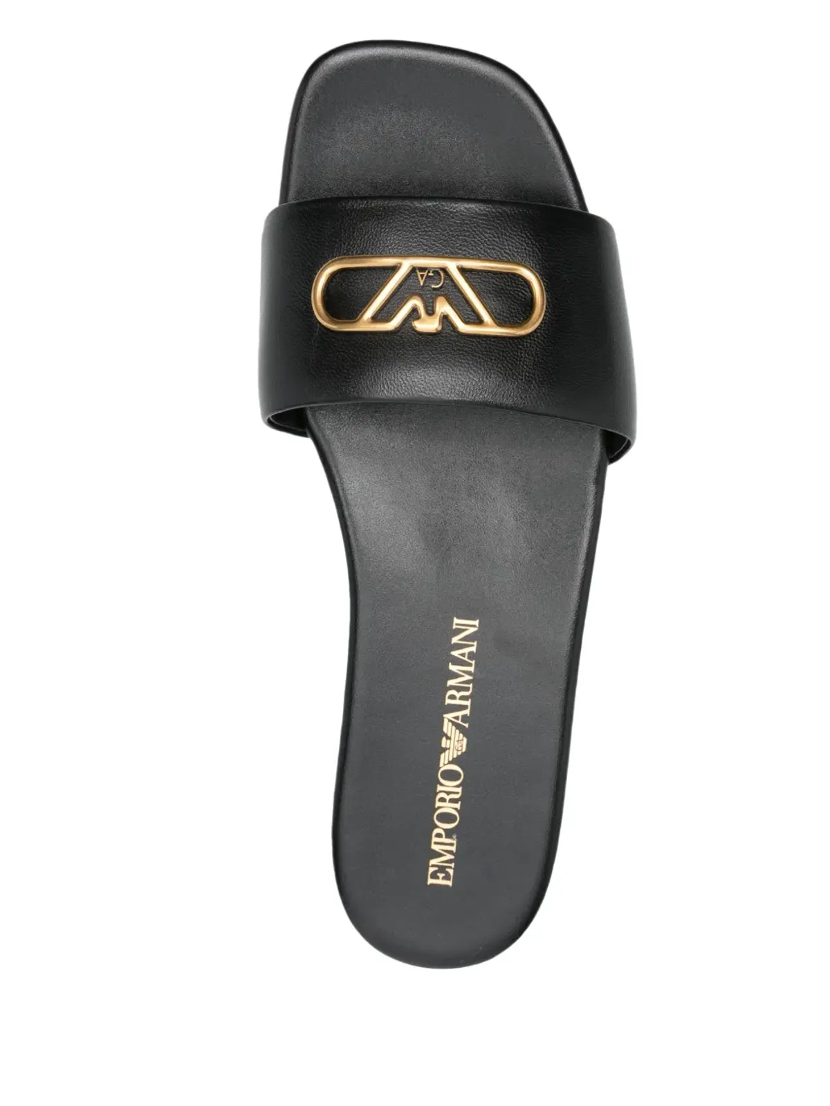 Emporio Armani ロゴプレート付きスライド ブラック - 画像4