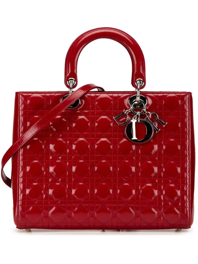 Christian Dior Pre-Owned Christian Dior ビンテージ 2012年 大型 パテント カナージュ レディ サッチェルの商品画像