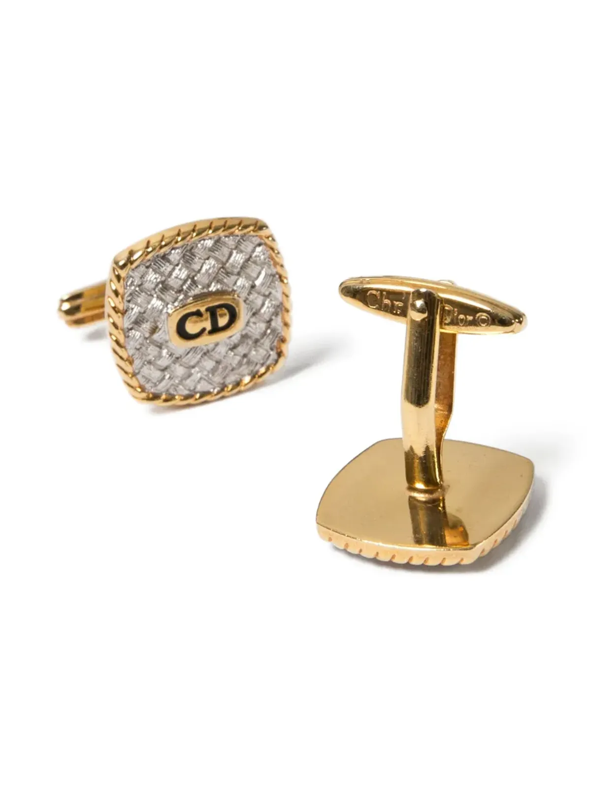 Christian Dior ビンテージ ロゴ刻印 カフリンクス セット - ゴールド - 画像4