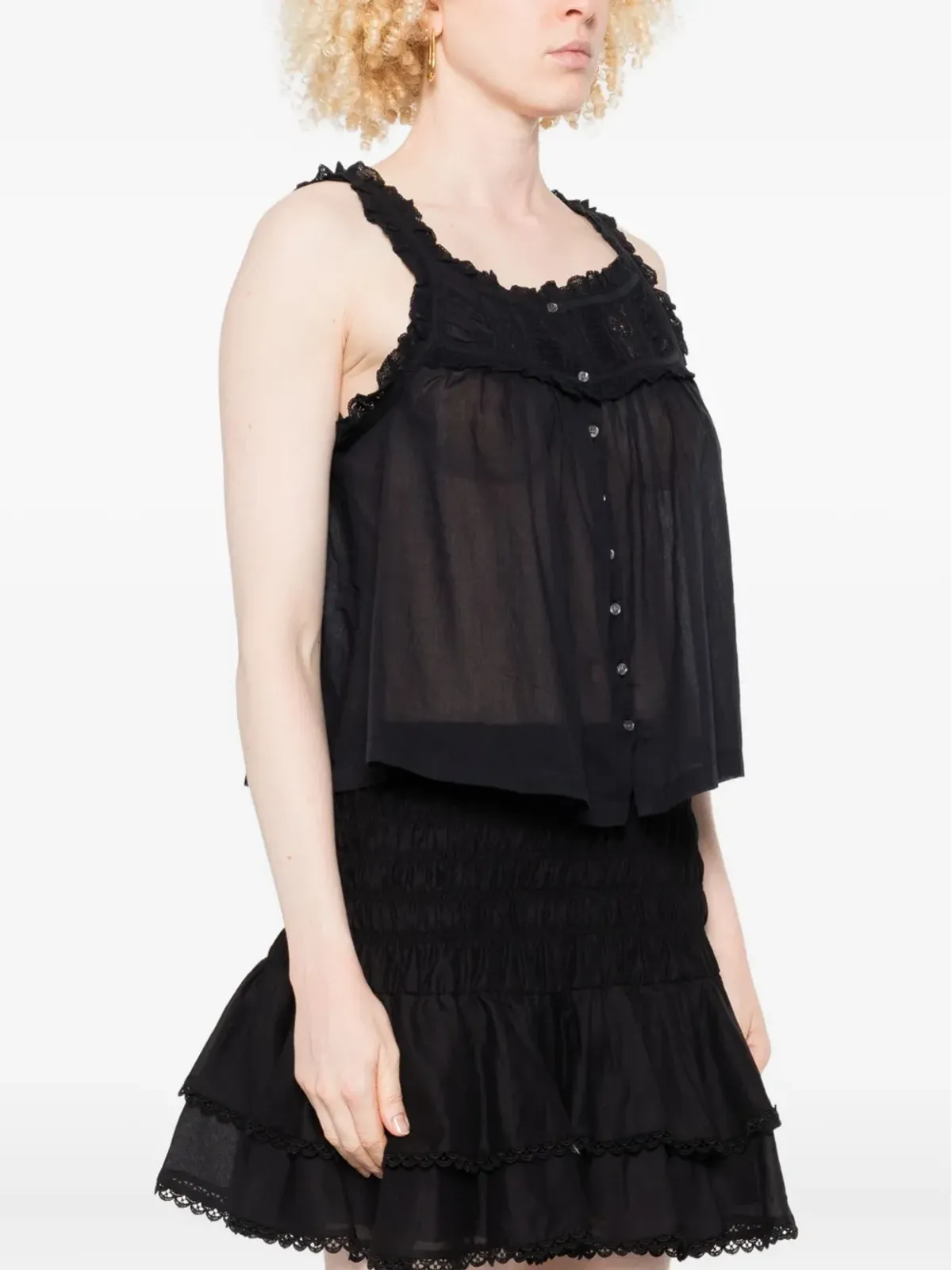 DÔEN Fidella cropped blouse - ブラック - 画像3