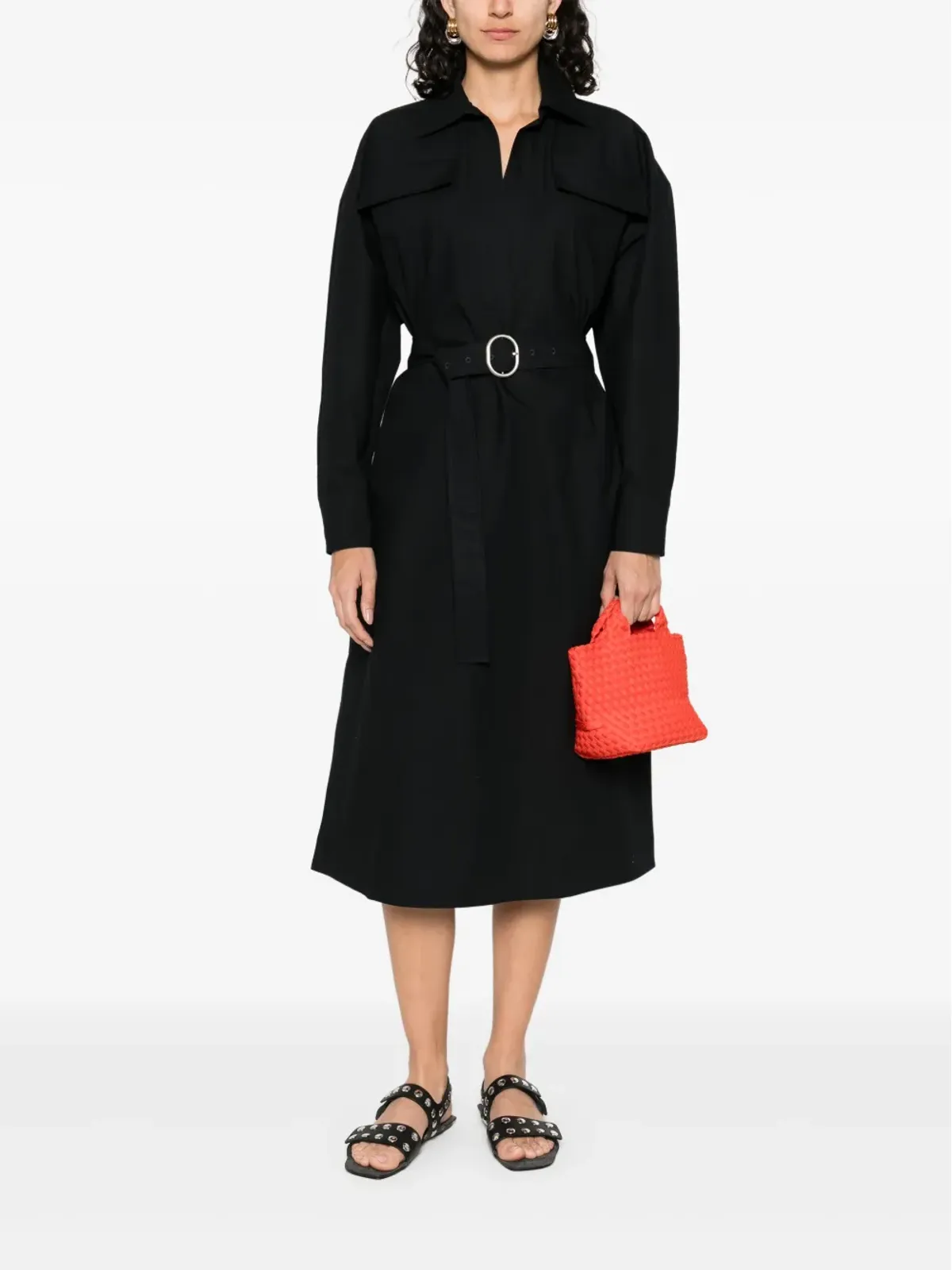 JIL SANDER+ コットン ミディドレス - 画像2