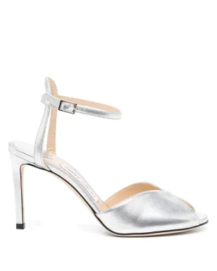 Jimmy Choo Sacora レザー ヒールサンダル - シルバー - サムネイル1