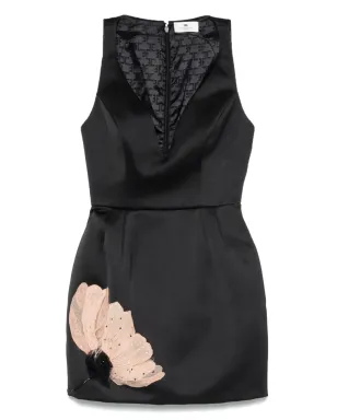 Elisabetta Franchi 花柄刺繍サテンミニドレス - ブラック - サムネイル1