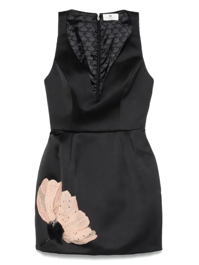 Elisabetta Franchi Elisabetta Franchi 花柄刺繍サテンミニドレス - ブラックの商品画像