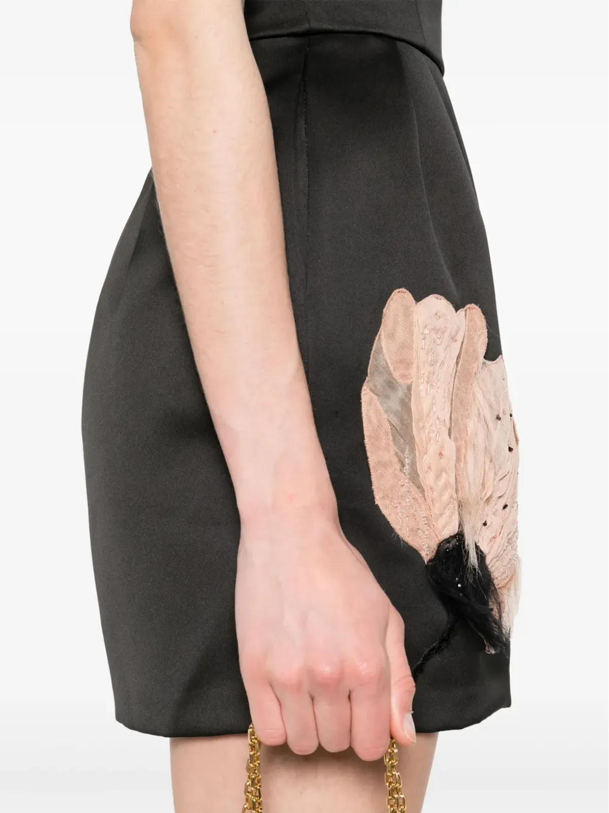 Elisabetta Franchi 花柄刺繍サテンミニドレス - ブラック - 画像5