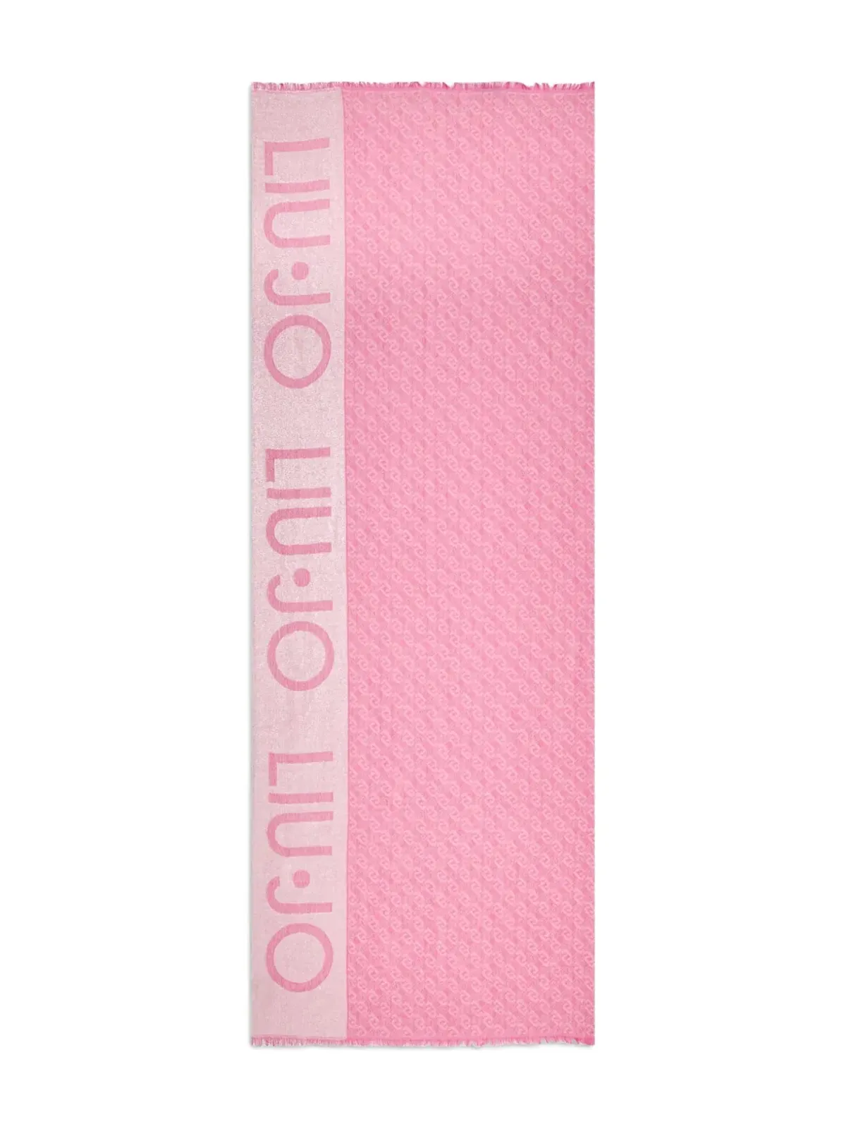 LIU JO ロゴ入りフリンジスカーフ ピンク - 画像1