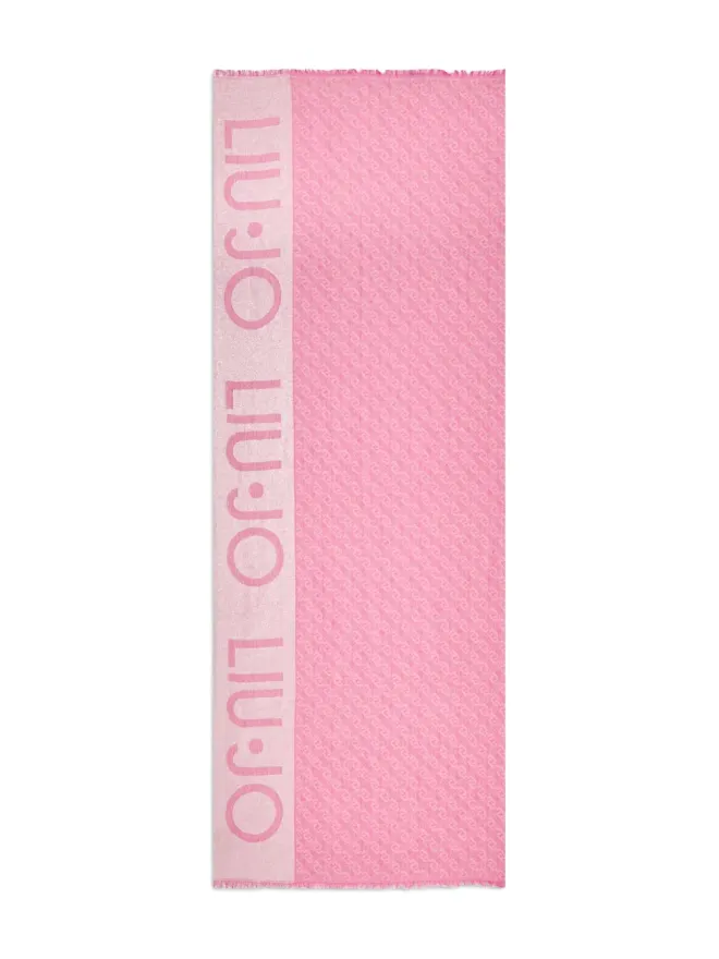LIU JO LIU JO ロゴ入りフリンジスカーフ ピンクの商品画像