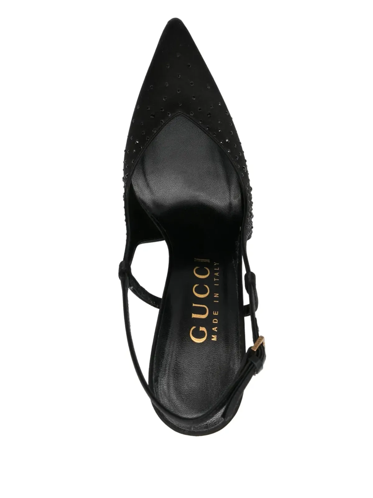 Gucci ビンテージ 115mmヒール クリスタル装飾スリングバックパンプス - ブラック - 画像4