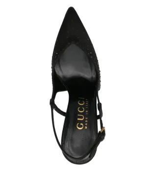 Gucci ビンテージ 115mmヒール クリスタル装飾スリングバックパンプス - ブラック - サムネイル4