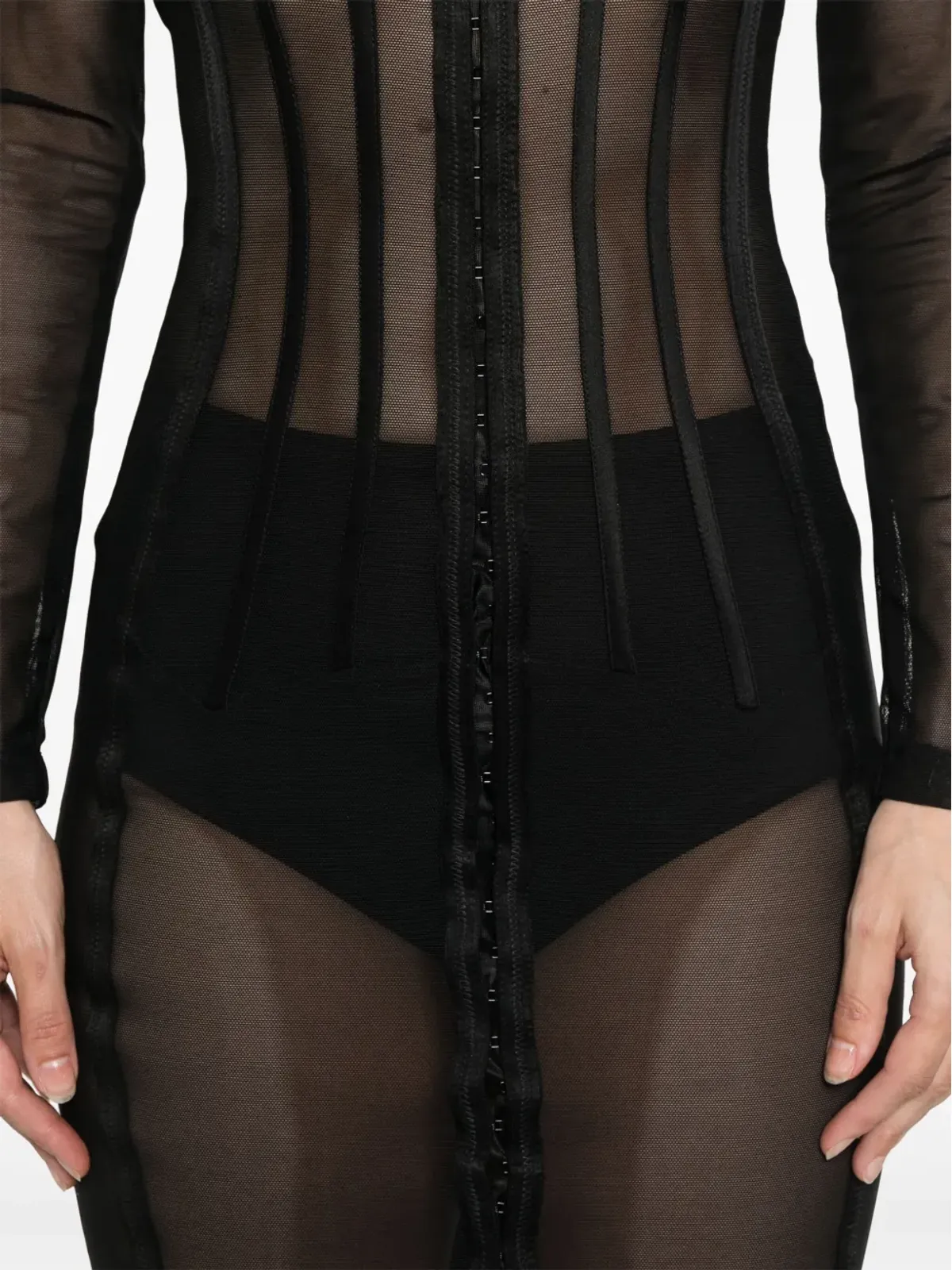 Elisabetta Franchi チュールミディドレス ブラック - 画像5