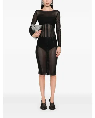 Elisabetta Franchi チュールミディドレス ブラック - サムネイル2