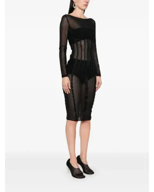 Elisabetta Franchi チュールミディドレス ブラック - サムネイル3