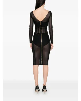 Elisabetta Franchi チュールミディドレス ブラック - サムネイル4