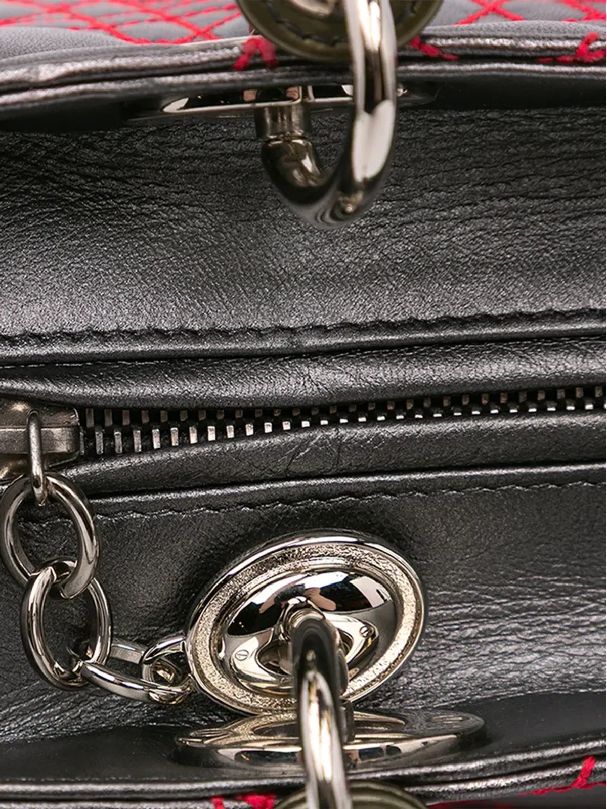 Christian Dior ビンテージ 2011 Anselm Reyle ミディアムサイズ メタリックラムスキン カナージュ レディ ディオール サッチェル グレー - 画像5