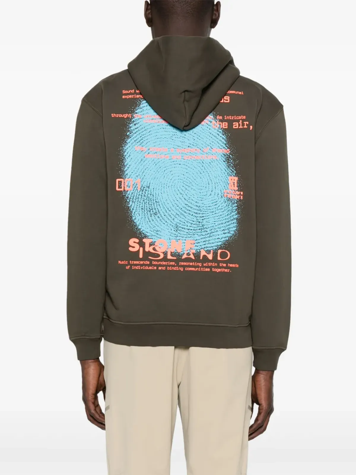 Stone Island コットンフリース フーディ グリーン - 画像4