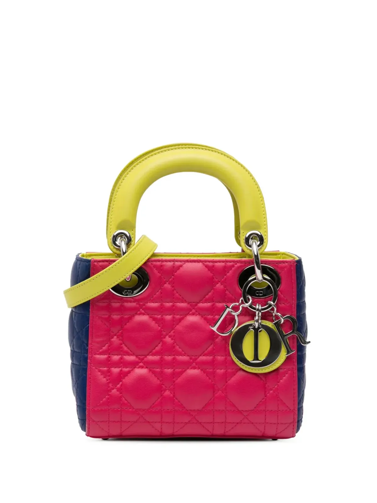 Christian Dior ビンテージ 2013 ミニ トリカラー ラムスキン カナージュ Lady Dior サッチェル - 画像1