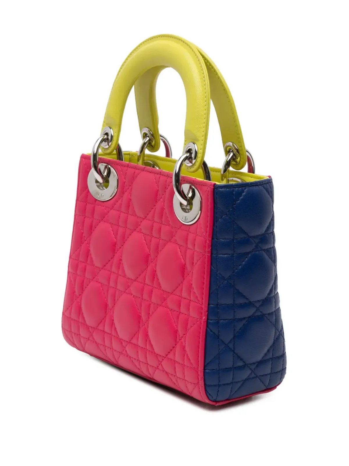 Christian Dior ビンテージ 2013 ミニ トリカラー ラムスキン カナージュ Lady Dior サッチェル - 画像2
