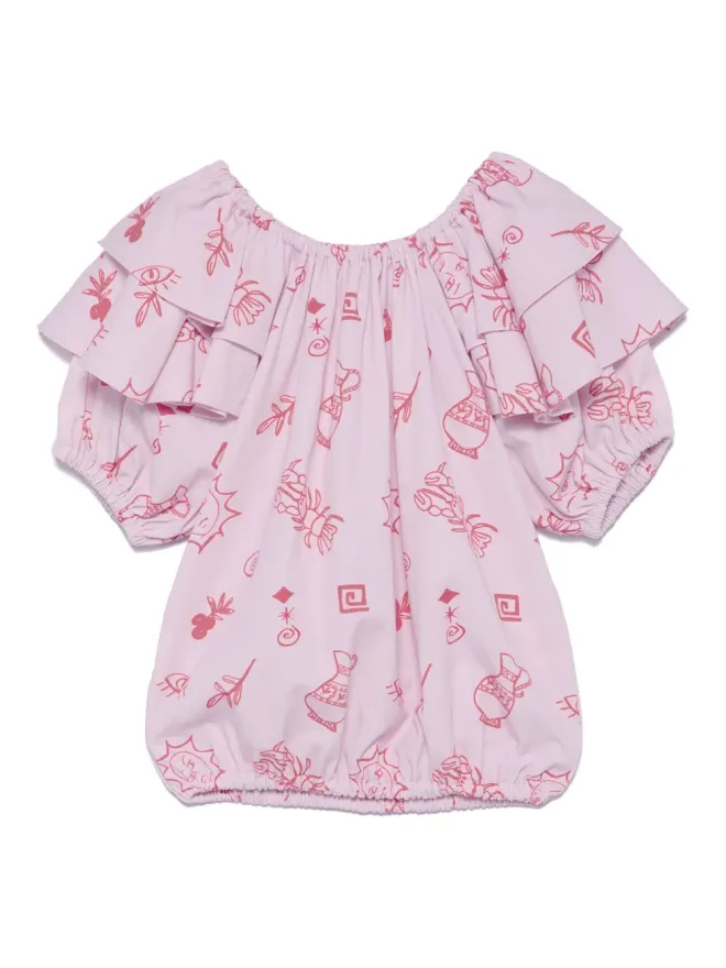 Andorine Andorine 夏柄プリントのフリルブラウスの商品画像