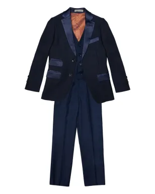 ROMANO KIDS サテン・トリムスーツ（3点セット） - Blue - サムネイル1