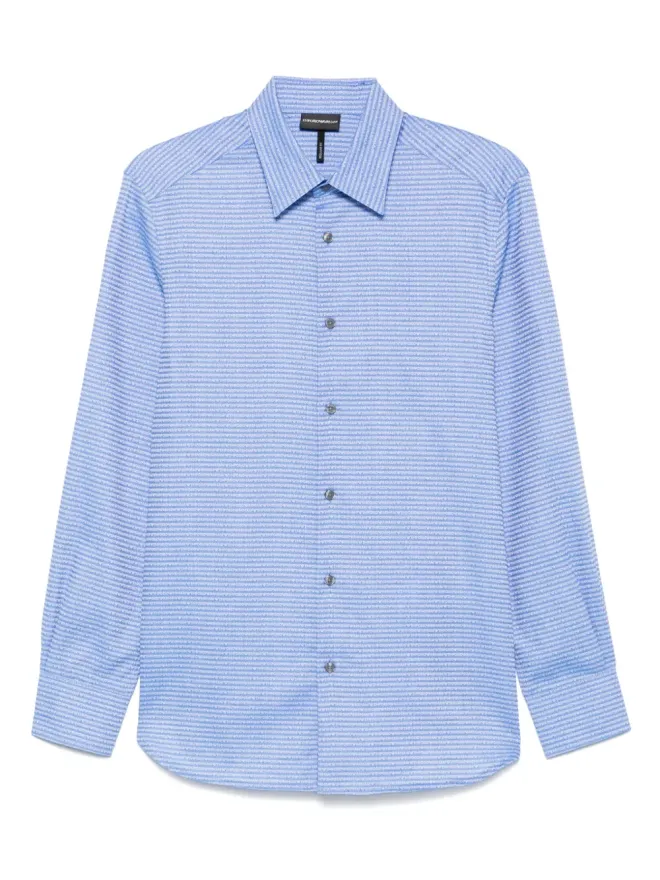 Emporio Armani Emporio Armani ジャカードロゴ コットンシャツ ブルーの商品画像