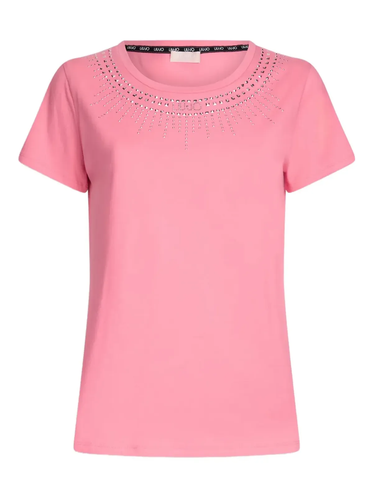 LIU JO 装飾ディテール付き コットンTシャツ ピンク - 画像1