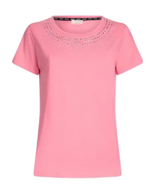 LIU JO 装飾ディテール付き コットンTシャツ ピンク - サムネイル1