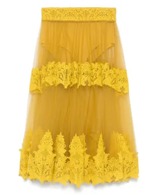 Elisabetta Franchi チュールミディスカート - イエロー - サムネイル1